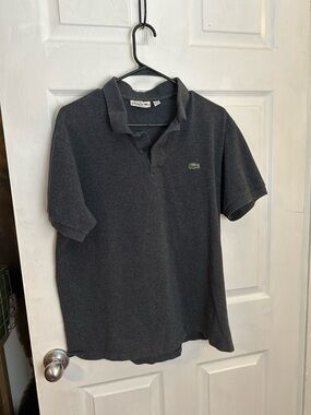 Lacoste Dark Charcoal Gray Polo with Crocodile Logo